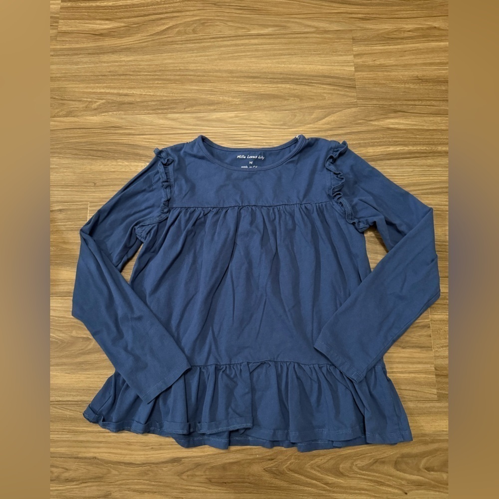 Millie loves Lily Stylish Blue Ruffle Long Sleeve Kids Top size 14